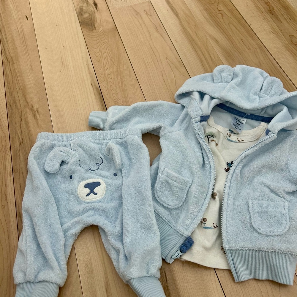 Carter's Light Blue Hoodie and Onesie Set